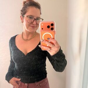 American Eagle Black Long Sleeve Top